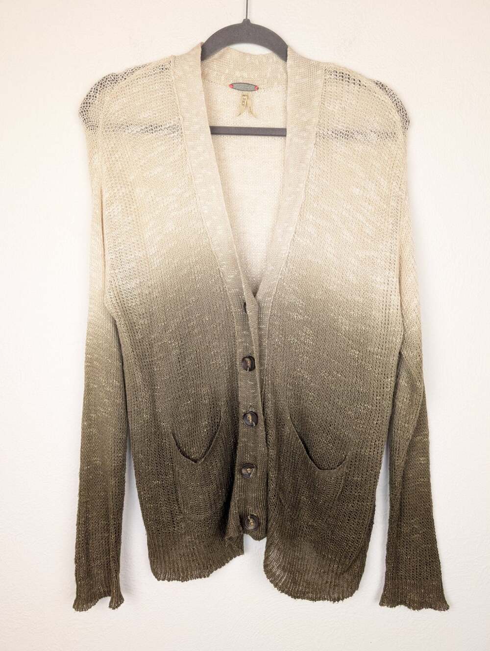 Gimmicks by BKE Cardigan Sweater Ombre Knit Cottagecore Goblincore Green Size M